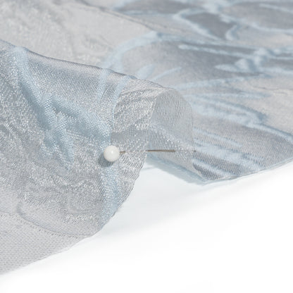 Pastel Blue and Gray Floral Sheer Luxury Brocade Folded