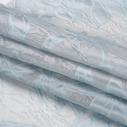 Pastel Blue and Gray Floral Sheer Luxury Brocade Full