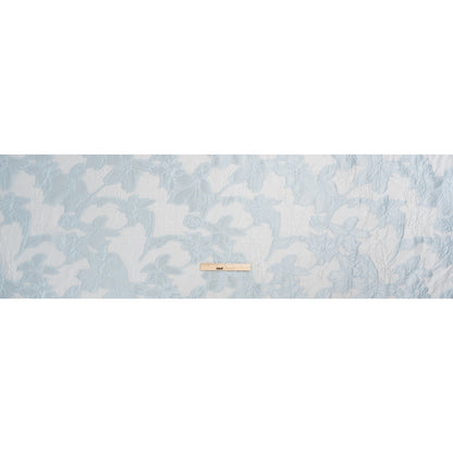 Pastel Blue and Gray Floral Sheer Luxury Brocade Drape