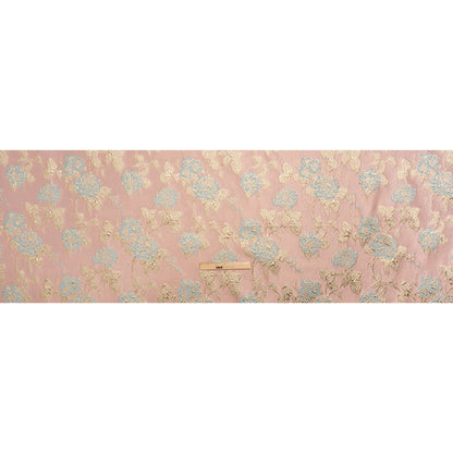 Metallic Gold, Baby Blue and Pink Floral Luxury Brocade - Drape