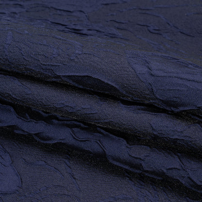 Luminous Navy Crinkled Luxury Brocade Full
