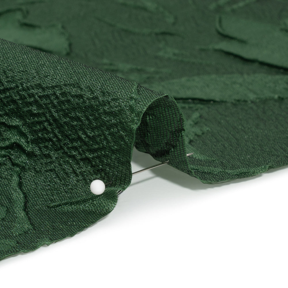 Luminous Hunter Green Crinkled Luxury Brocade