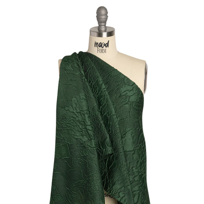 Luminous Hunter Green Crinkled Luxury Brocade