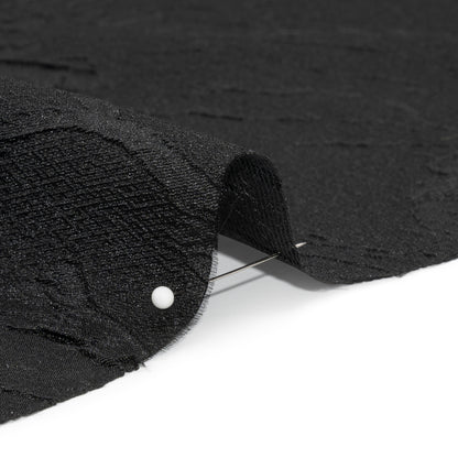 Luminous Black Crinkled Luxury Brocade Folded