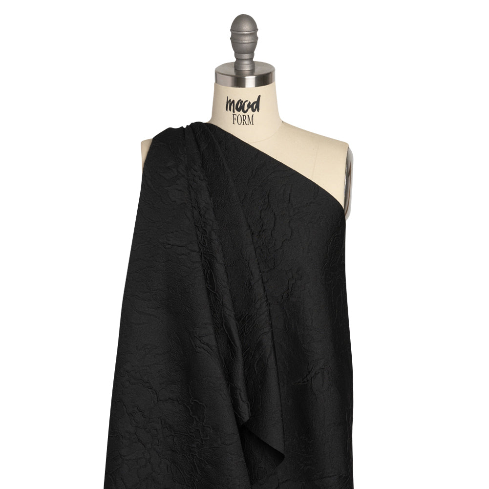 Luminous Black Crinkled Luxury Brocade Detail