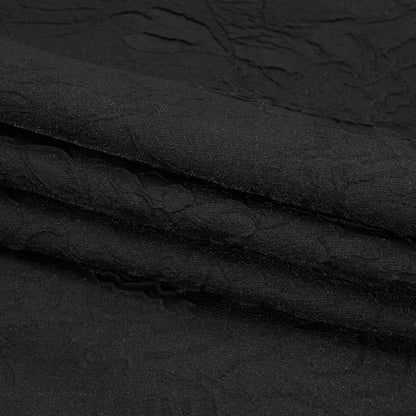 Luminous Black Crinkled Luxury Brocade Full