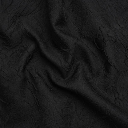 Luminous Black Crinkled Luxury Brocade