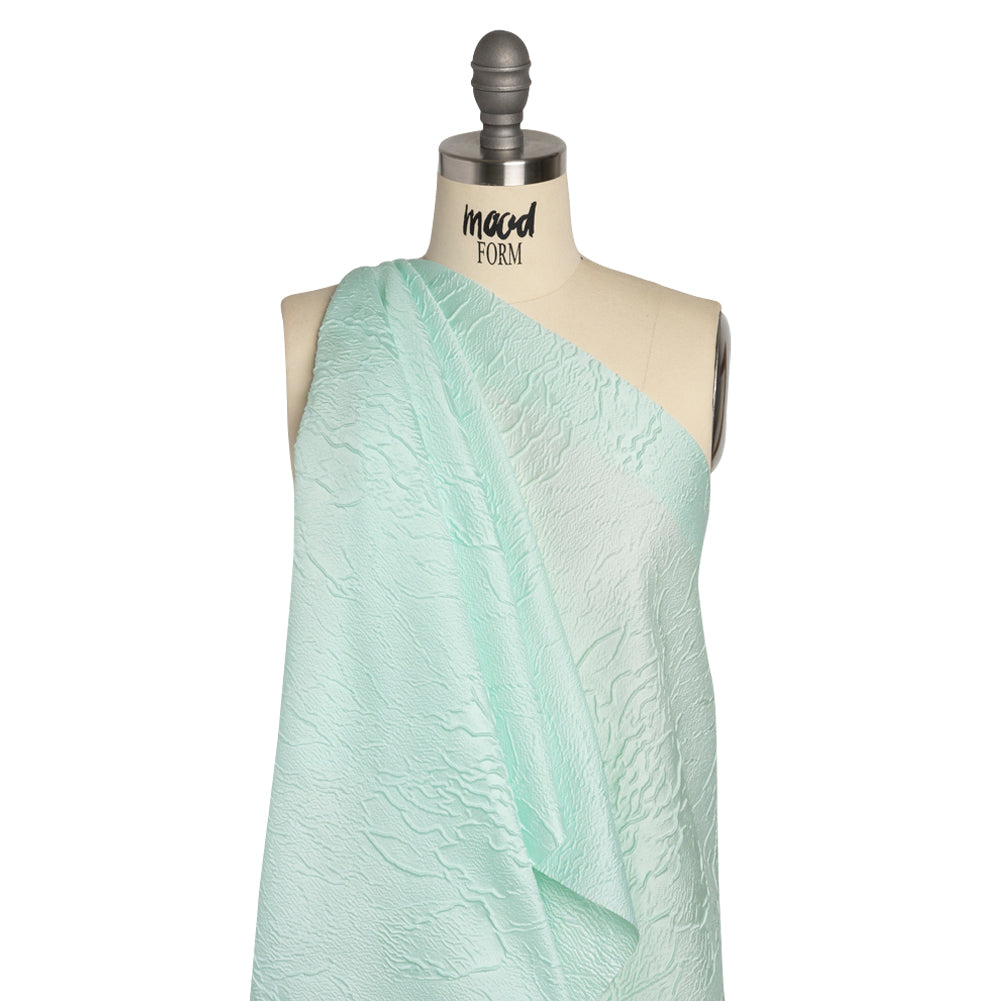 Luminous Aqua Crinkled Luxury Brocade Detail