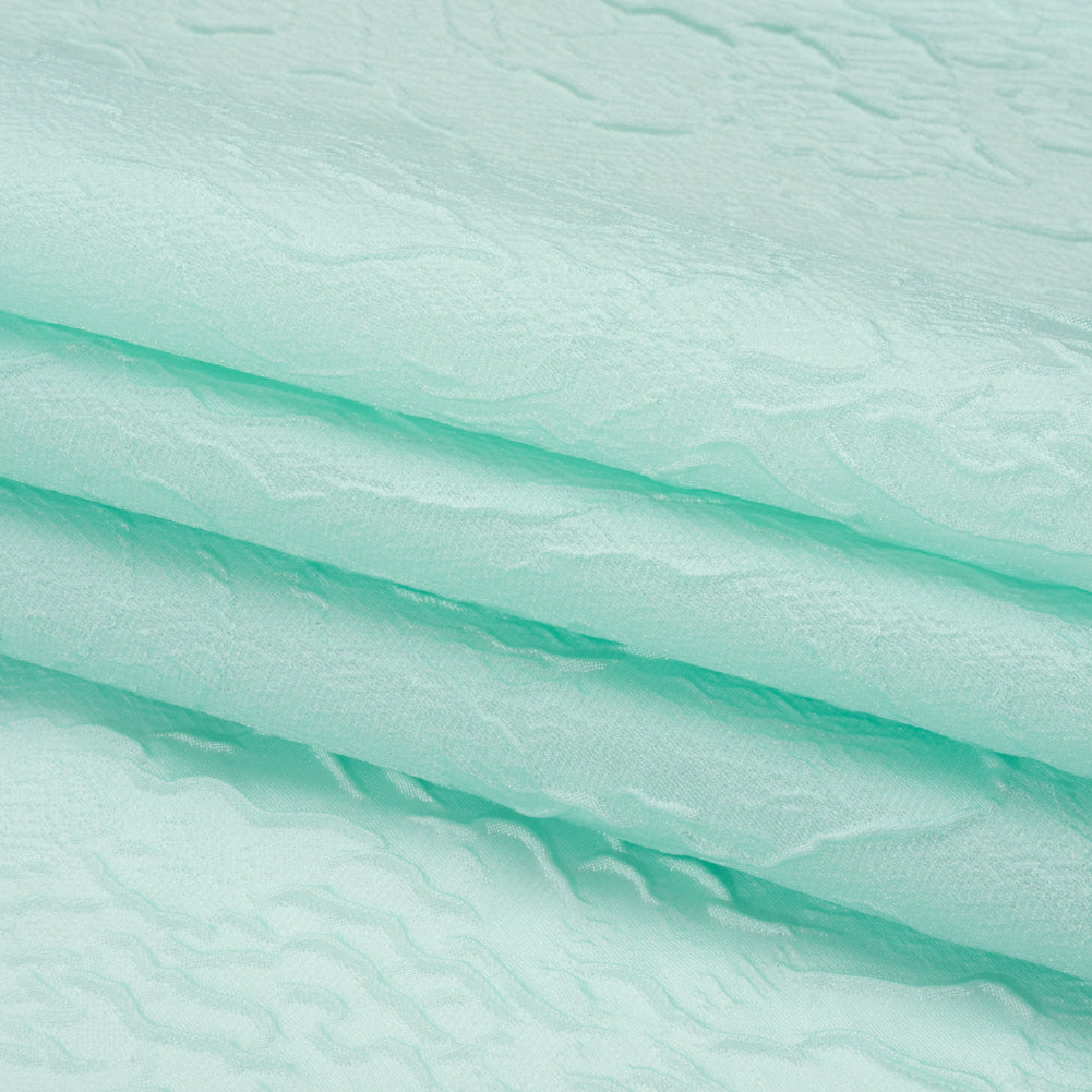 Luminous Aqua Crinkled Luxury Brocade Full
