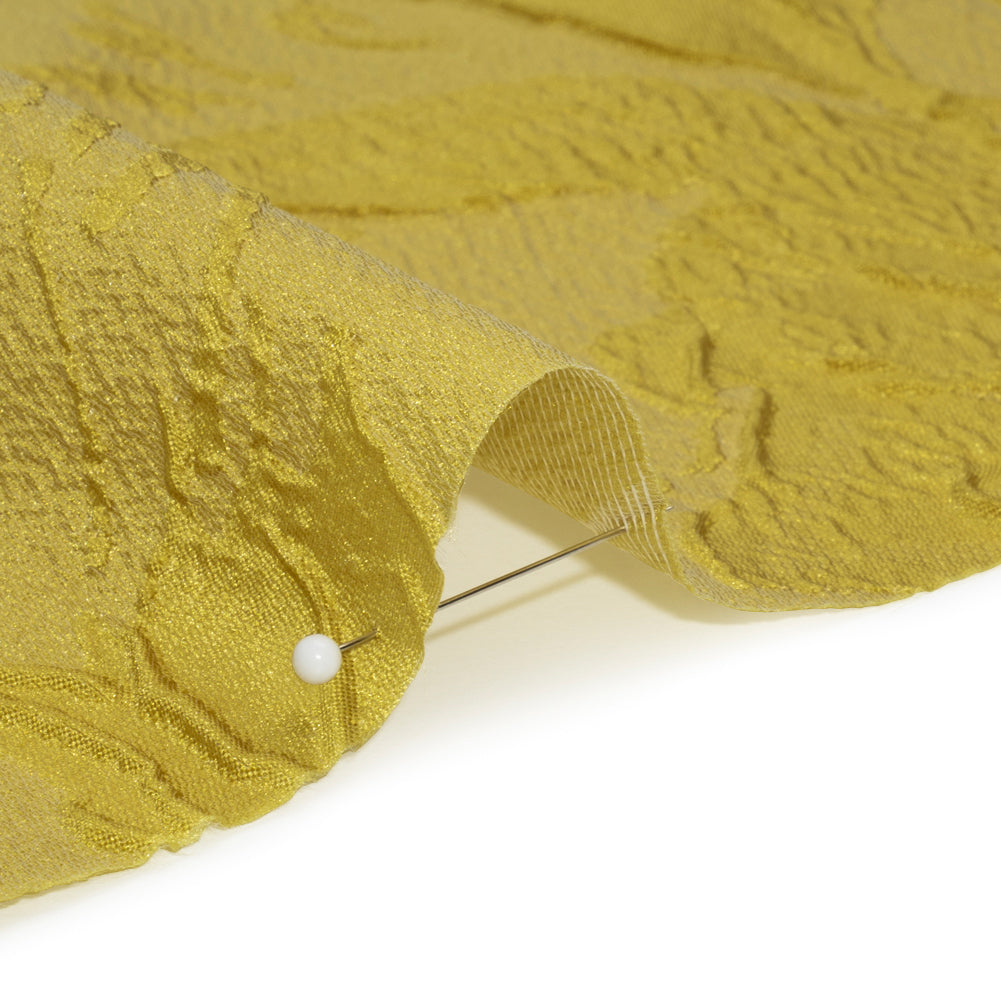 Luminous Citron Crinkled Luxury Brocade - Folded