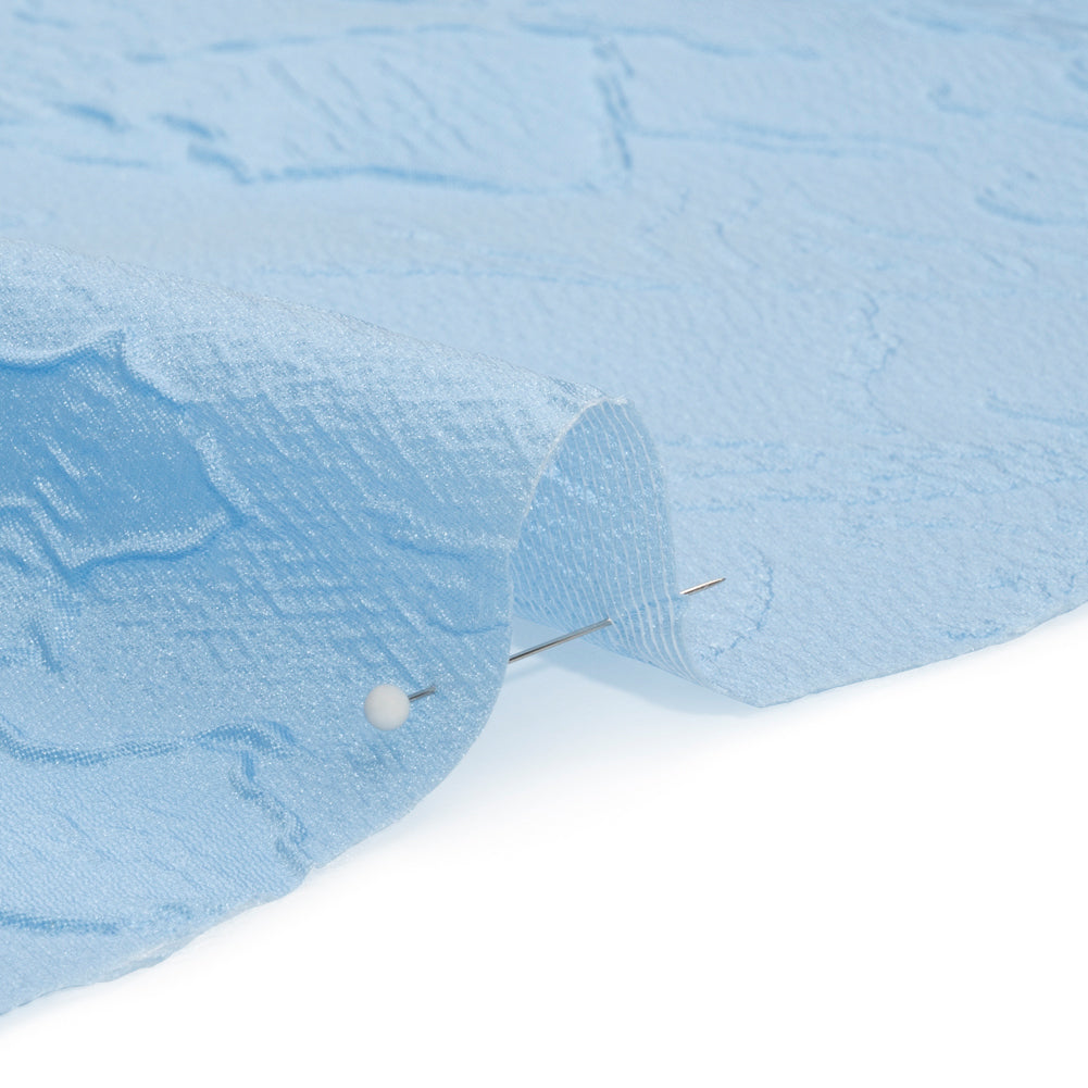 Luminous Baby Blue Crinkled Luxury Brocade - Folded