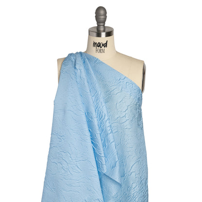 Luminous Baby Blue Crinkled Luxury Brocade - Detail