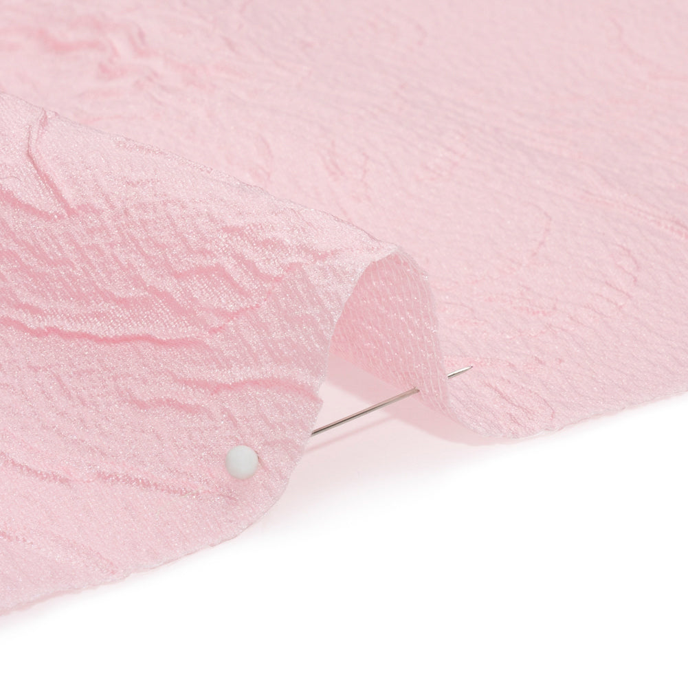 Luminous Baby Pink Crinkled Luxury Brocade Folded