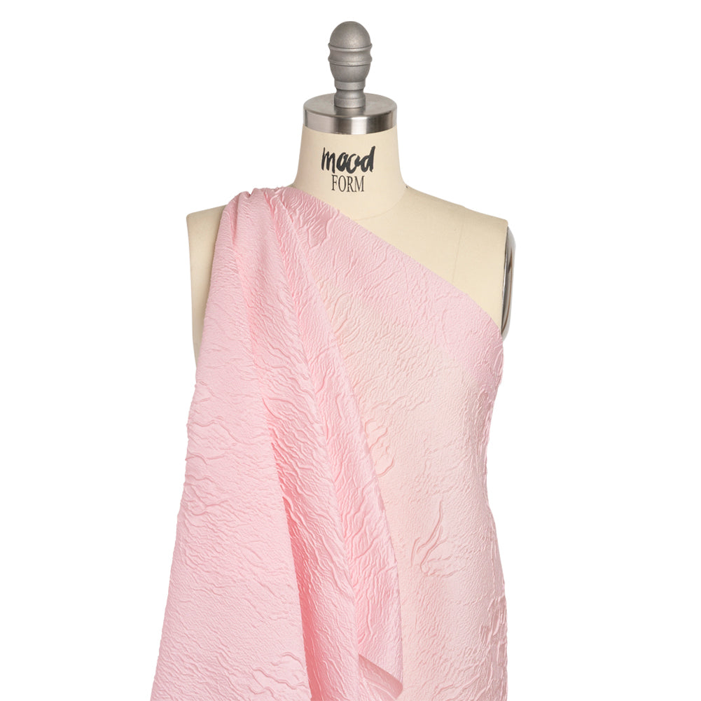 Luminous Baby Pink Crinkled Luxury Brocade Detail