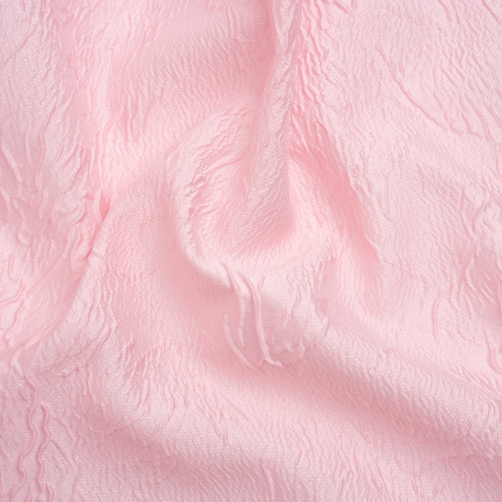 Luminous Baby Pink Crinkled Luxury Brocade