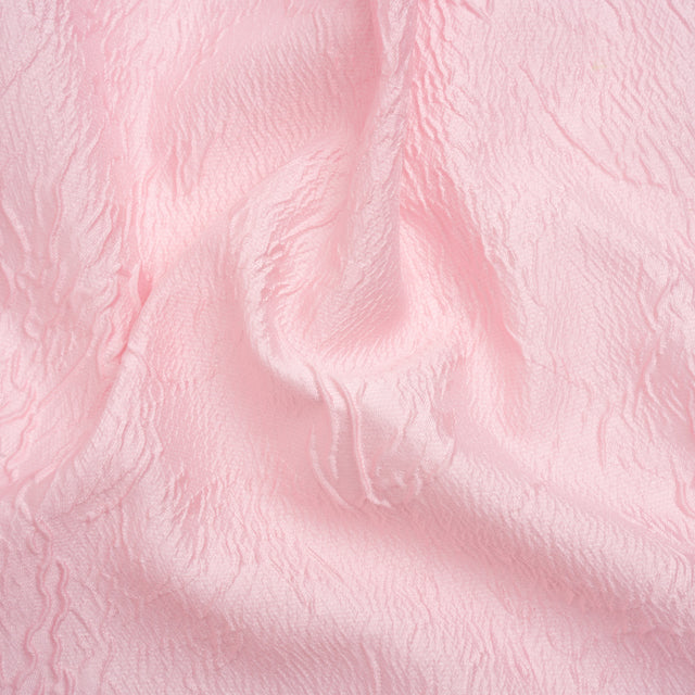 Luminous Baby Pink Crinkled Luxury Brocade