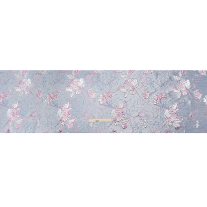 Metallic Blue and Light Purple Flower Clippings Luxury Brocade - Drape