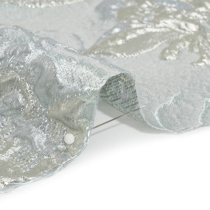 Metallic Silver and Gray Flower Clippings Luxury Brocade - Folded