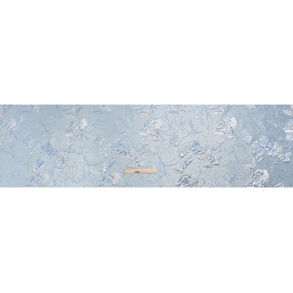 Metallic Baby Blue and Silver Flower Clippings Luxury Brocade Drape