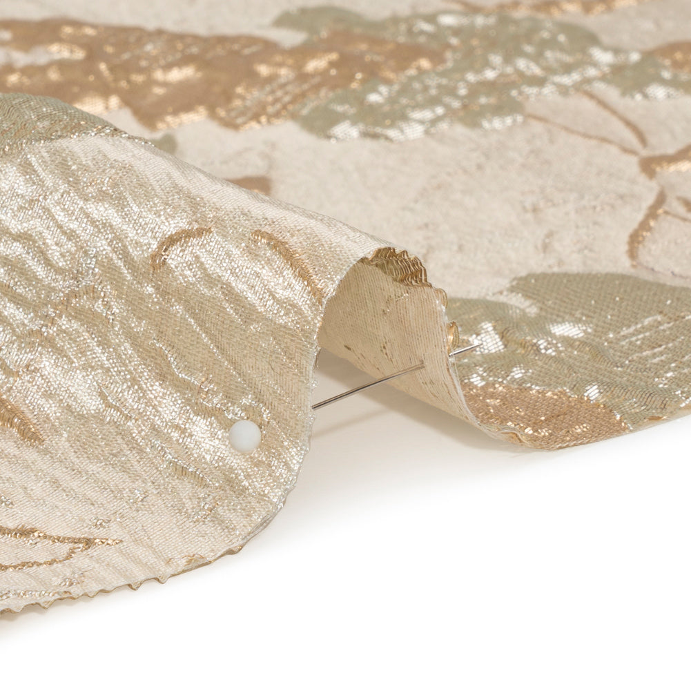 Metallic Gold and Silver Flower Clippings Luxury Brocade - Folded