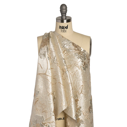 Metallic Gold and Silver Flower Clippings Luxury Brocade - Detail