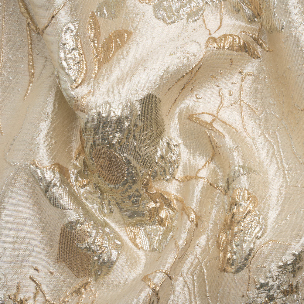 Metallic Gold and Silver Flower Clippings Luxury Brocade