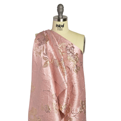 Metallic Pink and Gold Flower Clippings Luxury Brocade Detail