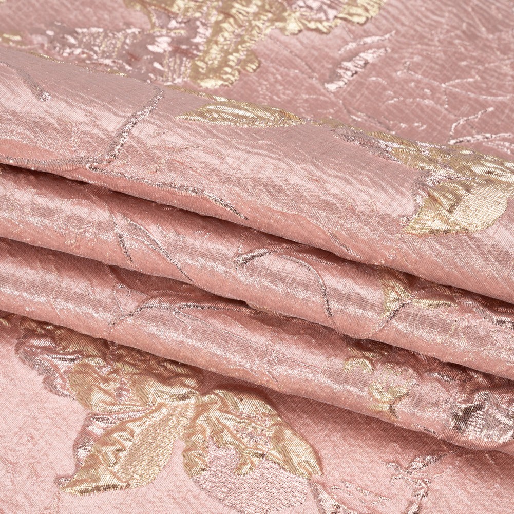 Metallic Pink and Gold Flower Clippings Luxury Brocade Full