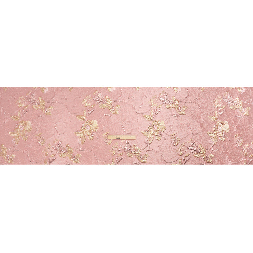 Metallic Pink and Gold Flower Clippings Luxury Brocade Drape