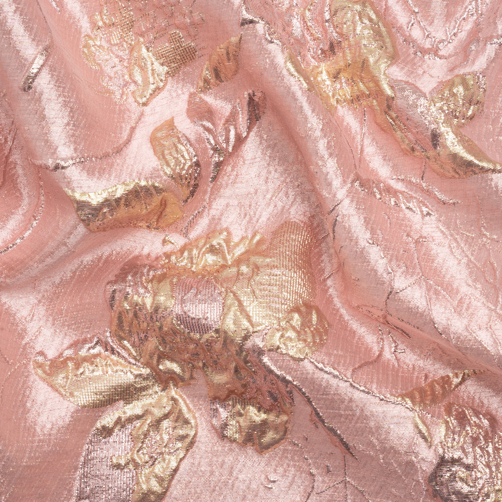 Metallic Pink and Gold Flower Clippings Luxury Brocade