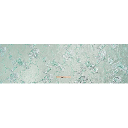 Metallic Mint and Silver Flower Clippings Luxury Brocade - Drape