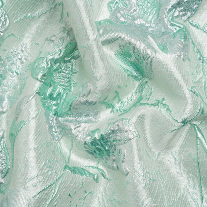 Metallic Mint and Silver Flower Clippings Luxury Brocade