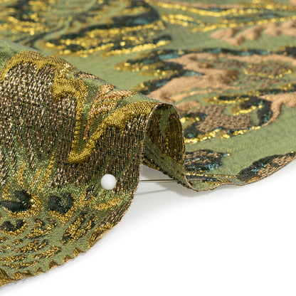 Metallic Gold, Olive and Evergreen Floral Delight Luxury Brocade Full