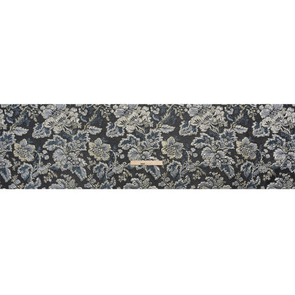 Metallic Silver, Gold and Charcoal Floral Delight Luxury Brocade - Drape
