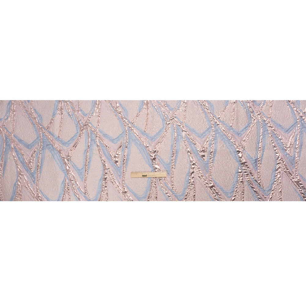 Metallic Pastel Pink and Baby Blue Flowing Lines Luxury Brocade - Drape