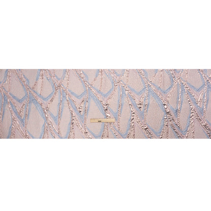 Metallic Pastel Pink and Baby Blue Flowing Lines Luxury Brocade - Drape