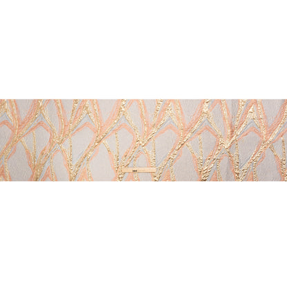 Metallic Gold, Pale Gray and Peach Flowing Lines Luxury Brocade Drape