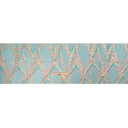 Metallic Gold, Turquoise and Pink Flowing Lines Luxury Brocade - Drape