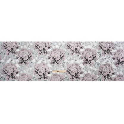 Metallic Silver, Pink and Black Floral Luxury Burnout Brocade - Drape