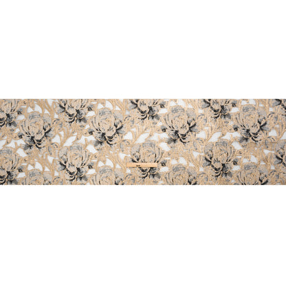 Metallic Gold, Beige and Black Floral Luxury Burnout Brocade Drape