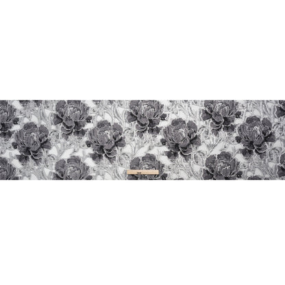 Metallic Silver and Gray Floral Luxury Burnout Brocade Drape