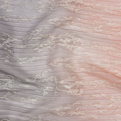 Sequoia Charcoal and Blush Ombre Abstract Embroidered and Sequined Soft Pleated Tulle