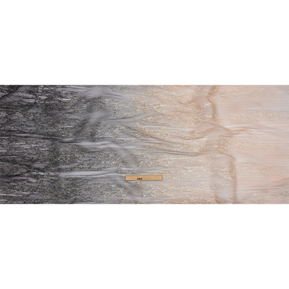 Sequoia Black and Taupe Ombre Abstract Embroidered and Sequined Soft Pleated Tulle - Drape