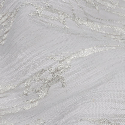 Sequoia Black, Gray and White Ombre Abstract Embroidered and Sequined Soft Pleated Tulle - Folded