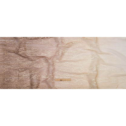 Sequoia Beige, Brown and White Ombre Abstract Embroidered and Sequined Soft Pleated Tulle - Drape