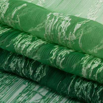 Sequoia Mint, Green and White Ombre Abstract Embroidered and Sequined Soft Pleated Tulle - Full