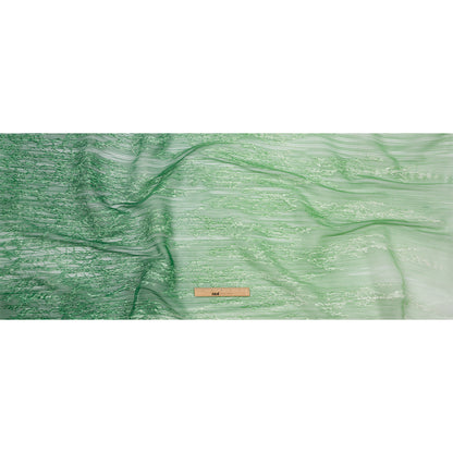 Sequoia Mint, Green and White Ombre Abstract Embroidered and Sequined Soft Pleated Tulle - Drape