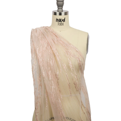 Embroidered Soft Pleated Tulle with Clear Baby Sequins - Blush Abstract - Linden Collection Detail