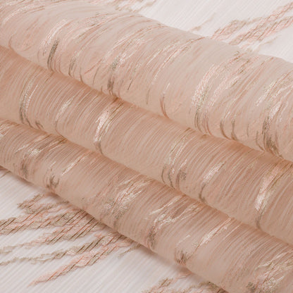 Embroidered Soft Pleated Tulle with Clear Baby Sequins - Blush Abstract - Linden Collection Full