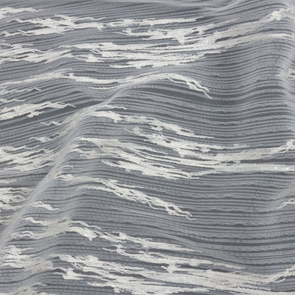 Embroidered Soft Pleated Tulle with Clear Baby Sequins - Off White Abstract - Linden Collection